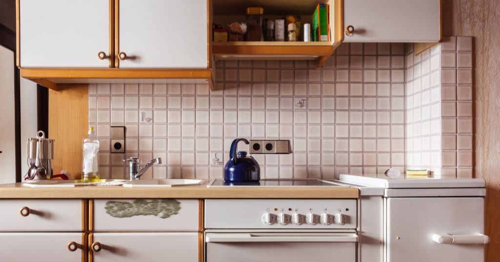 water damaged kitchen cabinets